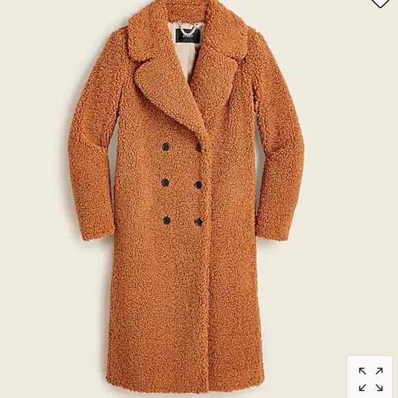 J. Crew Petite double-breasted teddy sherpa topcoat - Picture 1 of 8